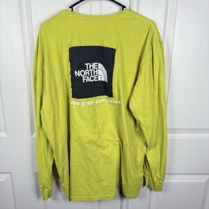 The North Face Men's Graphic Logo Long Sleeve T-Shirt Yellow Cotton Size XXL